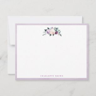 Blooming botanical purple personalised stationery card