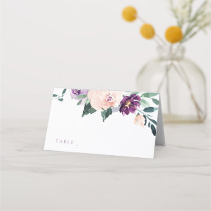 Blooming botanical purple wedding place cards