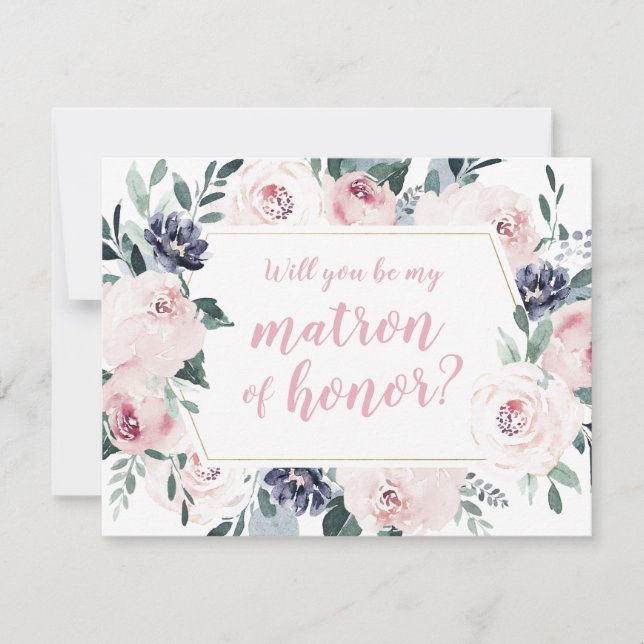 Blooming botanical Will you be my matron of honour Invitation (Front)