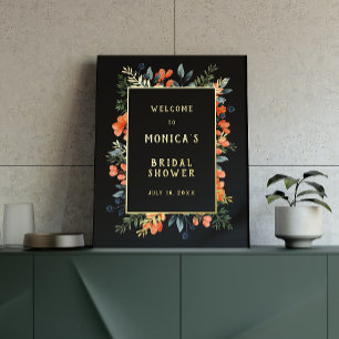 Blooming Botanicals Black and Gold Bridal Shower Foil Prints