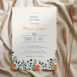 Blooming Botanicals Orange Floral Bridal Shower Invitation