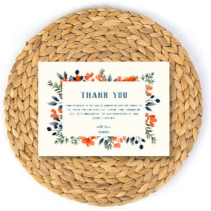 Blooming Botanicals Orange Floral Bridal Shower Thank You Card