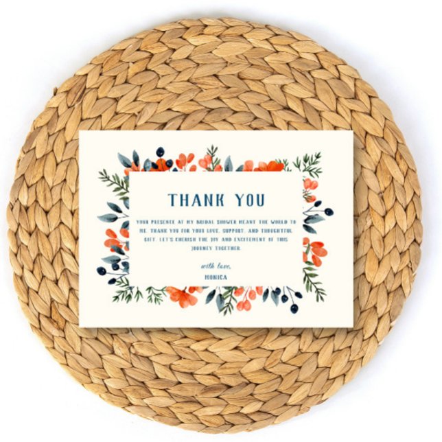 Blooming Botanicals Orange Floral Bridal Shower Thank You Card (Creator Uploaded)