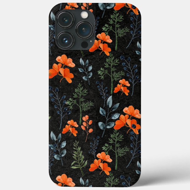 Blooming Botanicals Orange Floral Green Branch Case-Mate iPhone Case (Back)