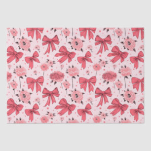 Blooming Bows - Floral and Ribbon Pattern Tissue Paper
