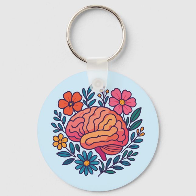 Blooming Brain Mental Wellness Key Ring (Front)
