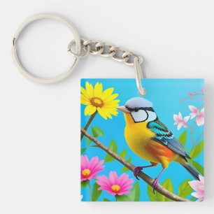 🐦 Blooming Branch Songbird Nature Charm Gift 🐦 Key Ring