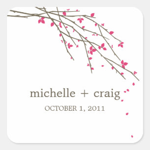 Blooming Branches Favour Stickers - Fuchsia