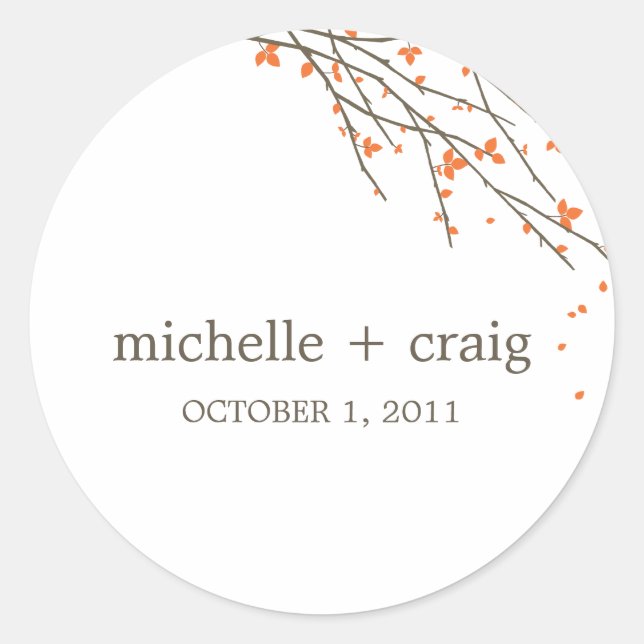 Blooming Branches Favour Stickers - Orange (Front)