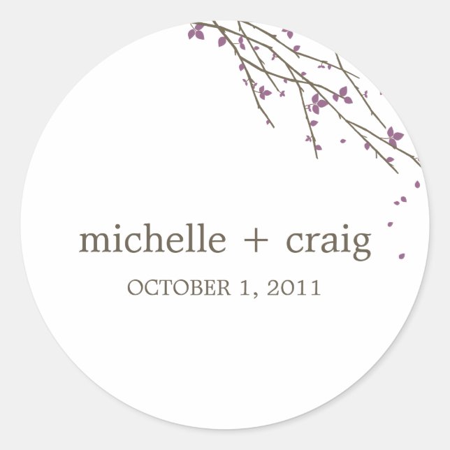 Blooming Branches Favour Stickers - Plum (Front)