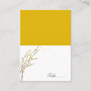 Blooming Branches Folded Place Cards - Mustard