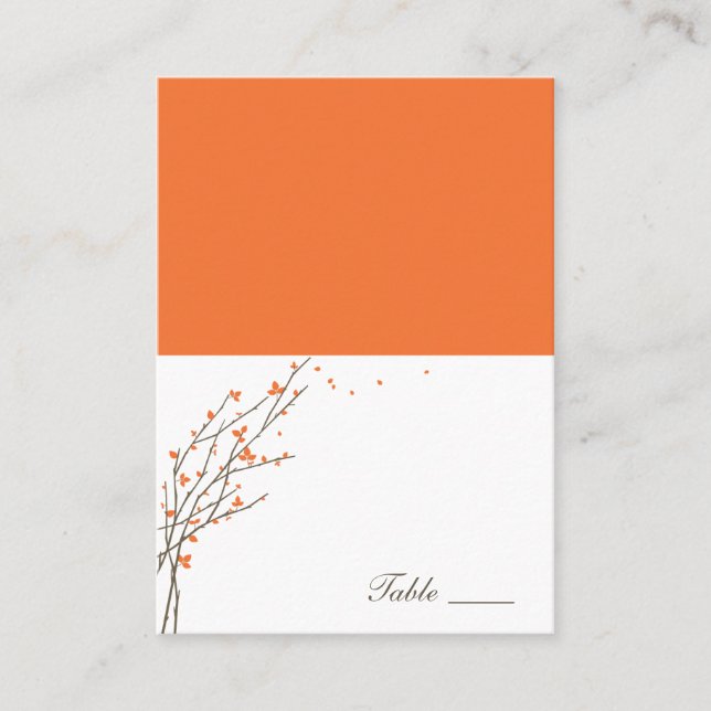 Blooming Branches Folded Place Cards - Orange (Front)