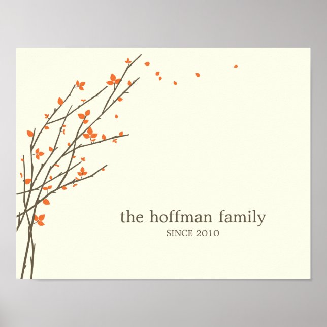 Blooming Branches Personalised Wall Art -Orange- (Front)
