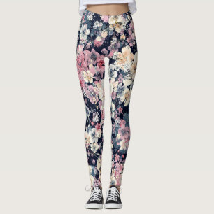 Blooming branches: watercolor seamless pattern leggings
