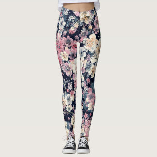 Blooming branches: watercolor seamless pattern leggings