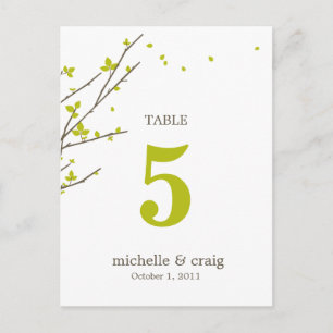 Blooming Branches Wedding Table Number Card