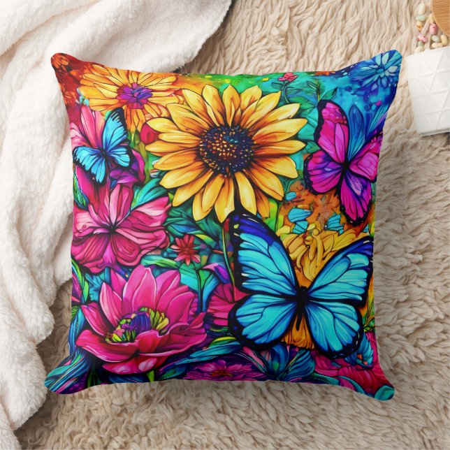 Blooming Butterfly Haven Cushion (Blanket)