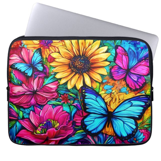 Blooming Butterfly Haven Laptop Sleeve (Front)