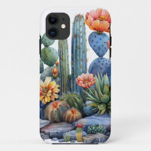 Blooming cacti and succulents iPhone 11 case