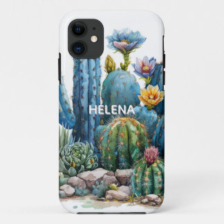 Blooming cacti and succulents iPhone 11 case
