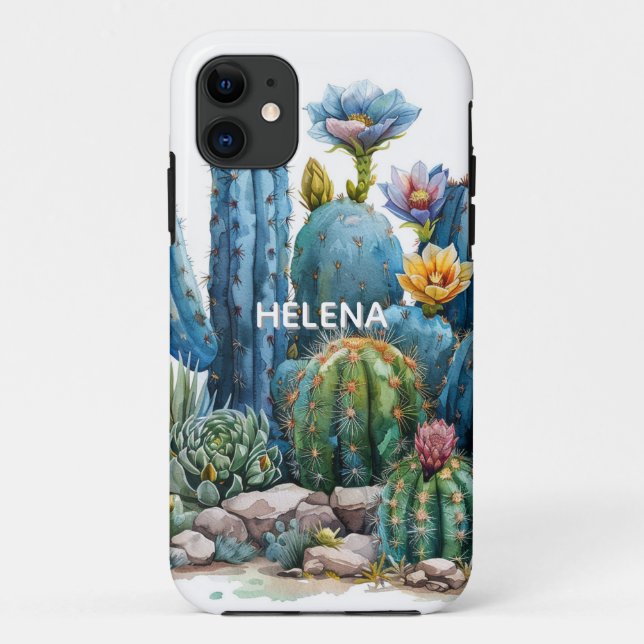 Blooming cacti and succulents Case-Mate iPhone case (Back)