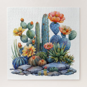 Blooming cacti and succulents jigsaw puzzle