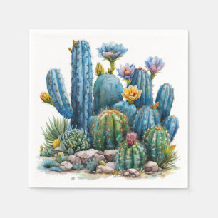 Blooming cacti and succulents napkin