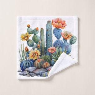 Blooming cacti and succulents wash cloth