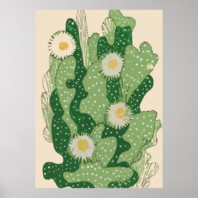 Blooming Cacti Art Poster (Front)
