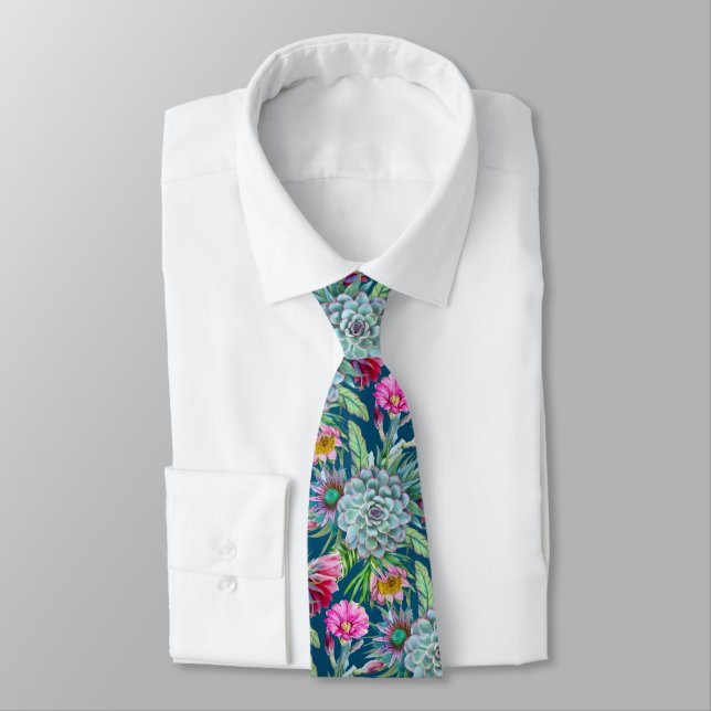 Blooming Cacti & Succulents Tie (Tied)