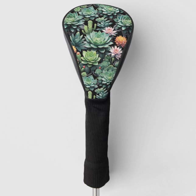 Blooming Cactus and Succulents Golf Head Cover (Front)