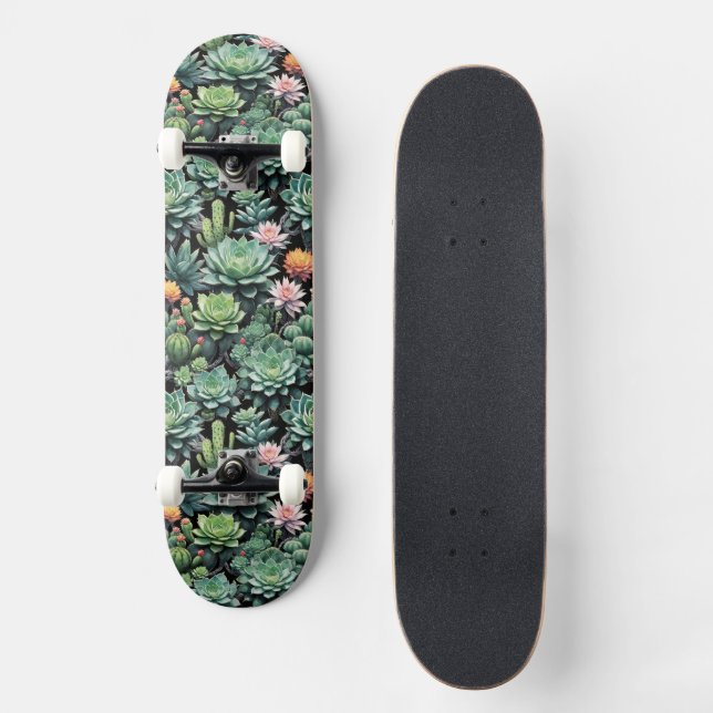 Blooming Cactus and Succulents Skateboard (Front)