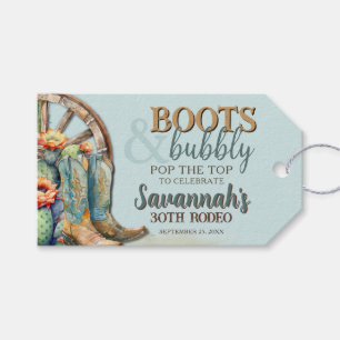 Blooming Cactus Boots Bubbly Theme Favour Tags