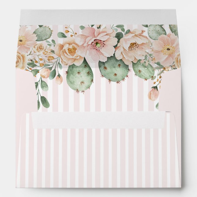 Blooming Cactus with Pink Stripes Envelope (Back (Bottom))