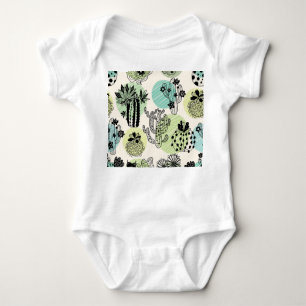 Blooming Cactuses: Hand-Drawn Seamless Charm Baby Bodysuit