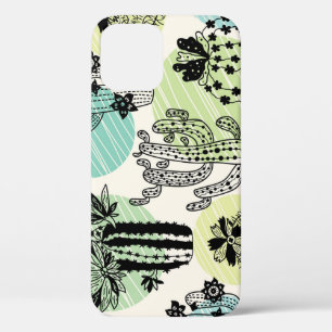 Blooming Cactuses: Hand-Drawn Seamless Charm iPhone 12 Case