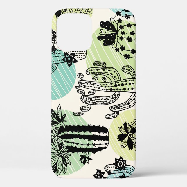 Blooming Cactuses: Hand-Drawn Seamless Charm Case-Mate iPhone Case (Back)