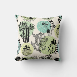 Blooming Cactuses: Hand-Drawn Seamless Charm Cushion