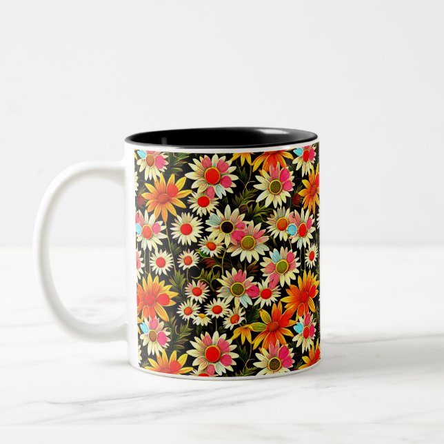 Blooming camomiles - Floral pattern 3 - Coffee Mug (Left)