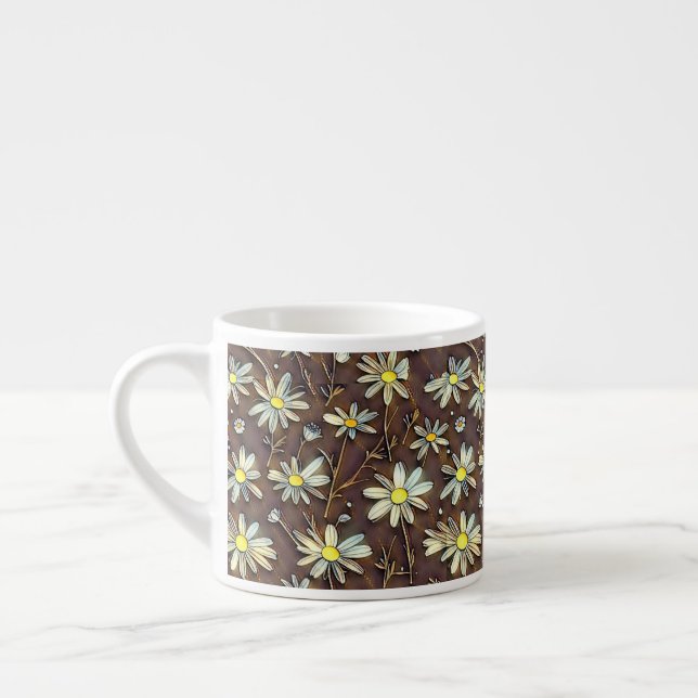 Blooming camomiles - Modern floral pattern design  Espresso Cup (Left)