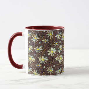 Blooming camomiles - Modern floral pattern design Mug
