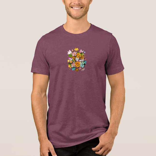 Blooming Care - Floral Tribute to Nurses Tri-Blend Shirt (Front)