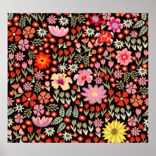 Blooming Carpet: Floral Vintage Seamless. Poster