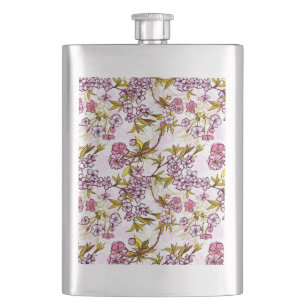 Blooming Cherry Blossom Pattern Hip Flask