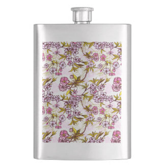 Blooming Cherry Blossom Pattern Hip Flask