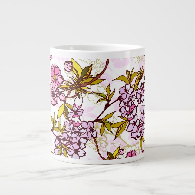 Blooming Cherry Blossom Pattern  Large Coffee Mug (Front)
