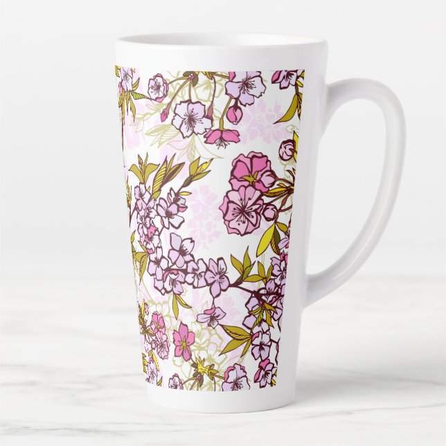 Blooming Cherry Blossom Pattern  Latte Mug (Right)