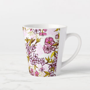 Blooming Cherry Blossom Pattern Latte Mug