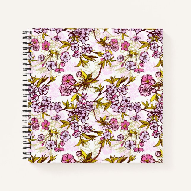 Blooming Cherry Blossom Pattern  Notebook (Front)