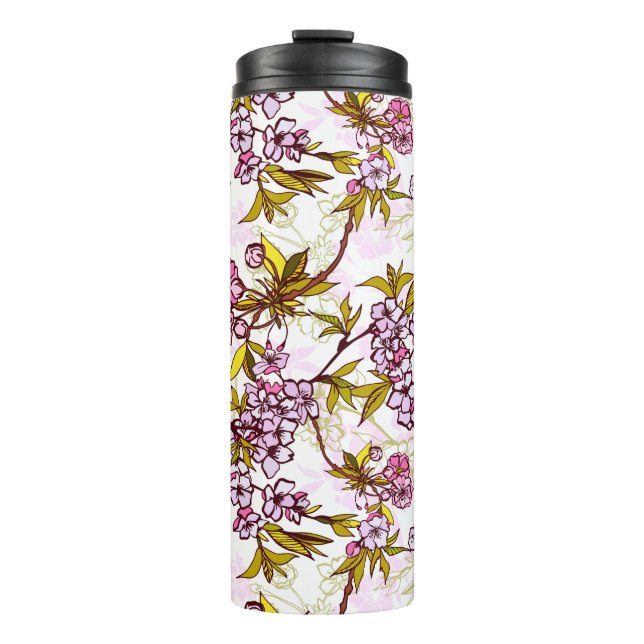 Blooming Cherry Blossom Pattern  Thermal Tumbler (Front)